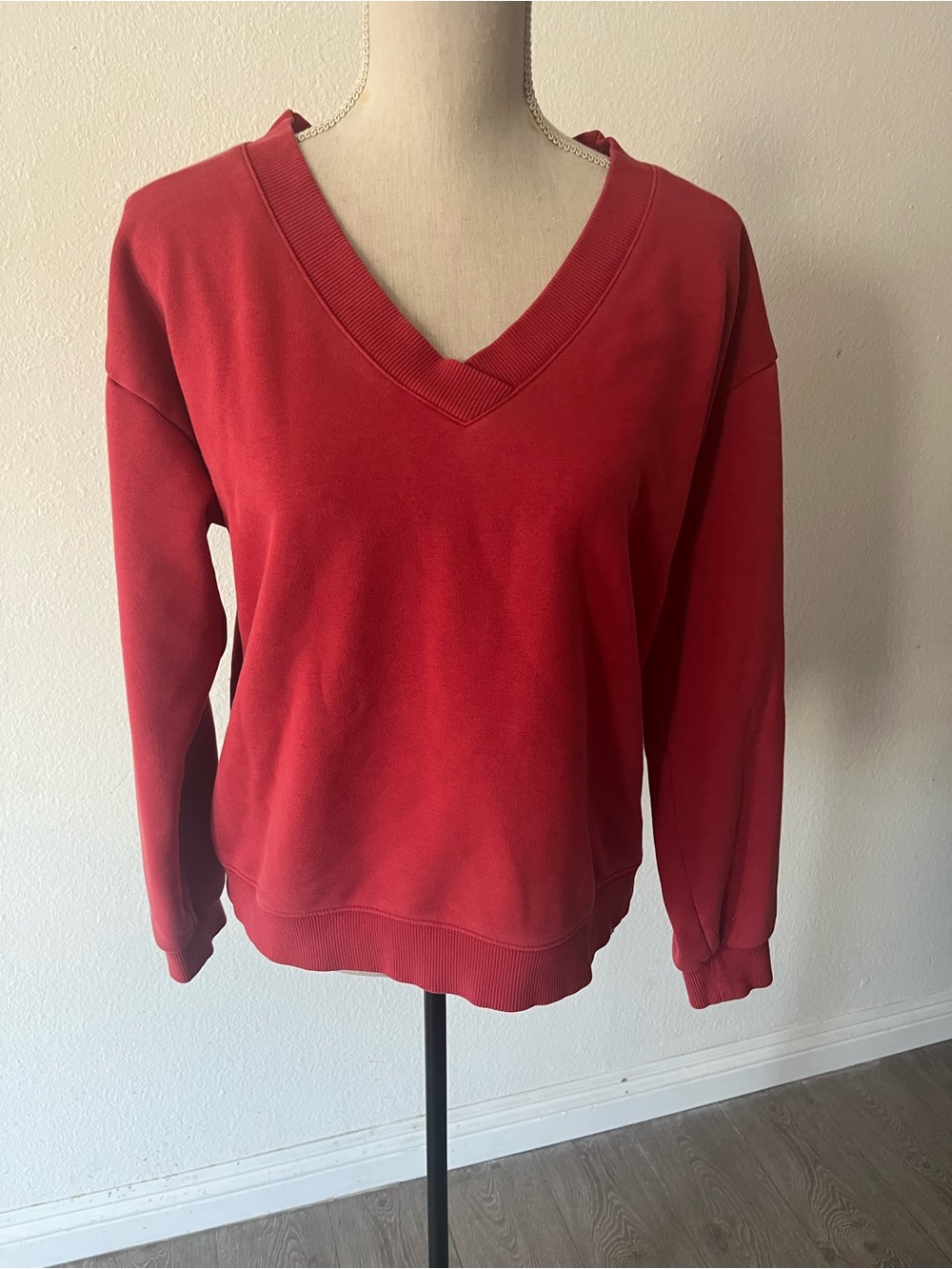 PACT Women's Cardinal Red Organic Cotton V-Neck Pullover Sweater